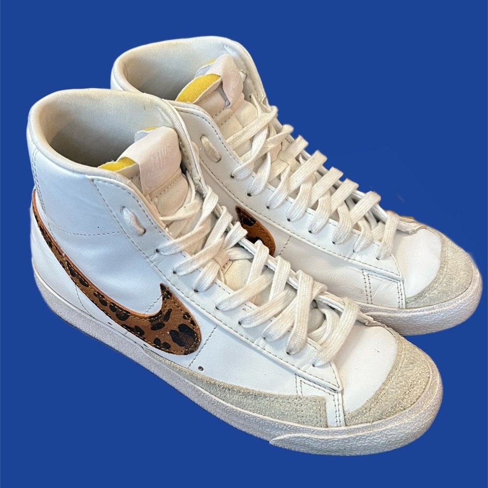 Nike White and Brown High-Top Sneakers